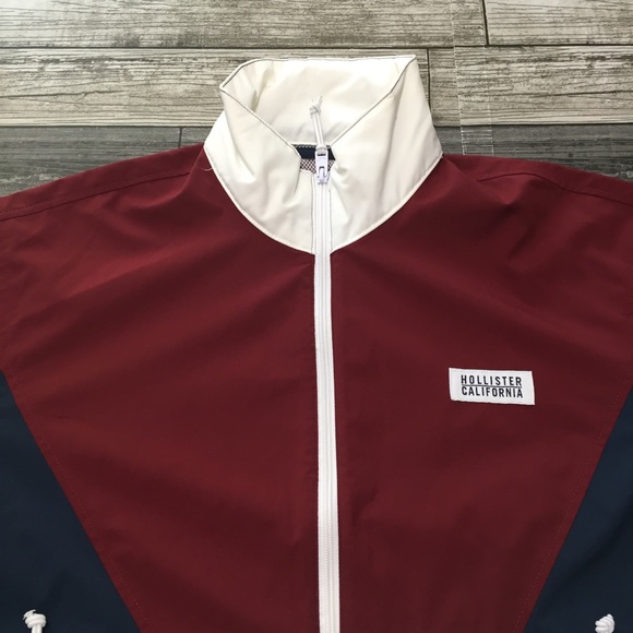 Hollister Epic Flex Color Block Windbreaker Jacket Men’s S Red Blue White - Picture 6 of 8